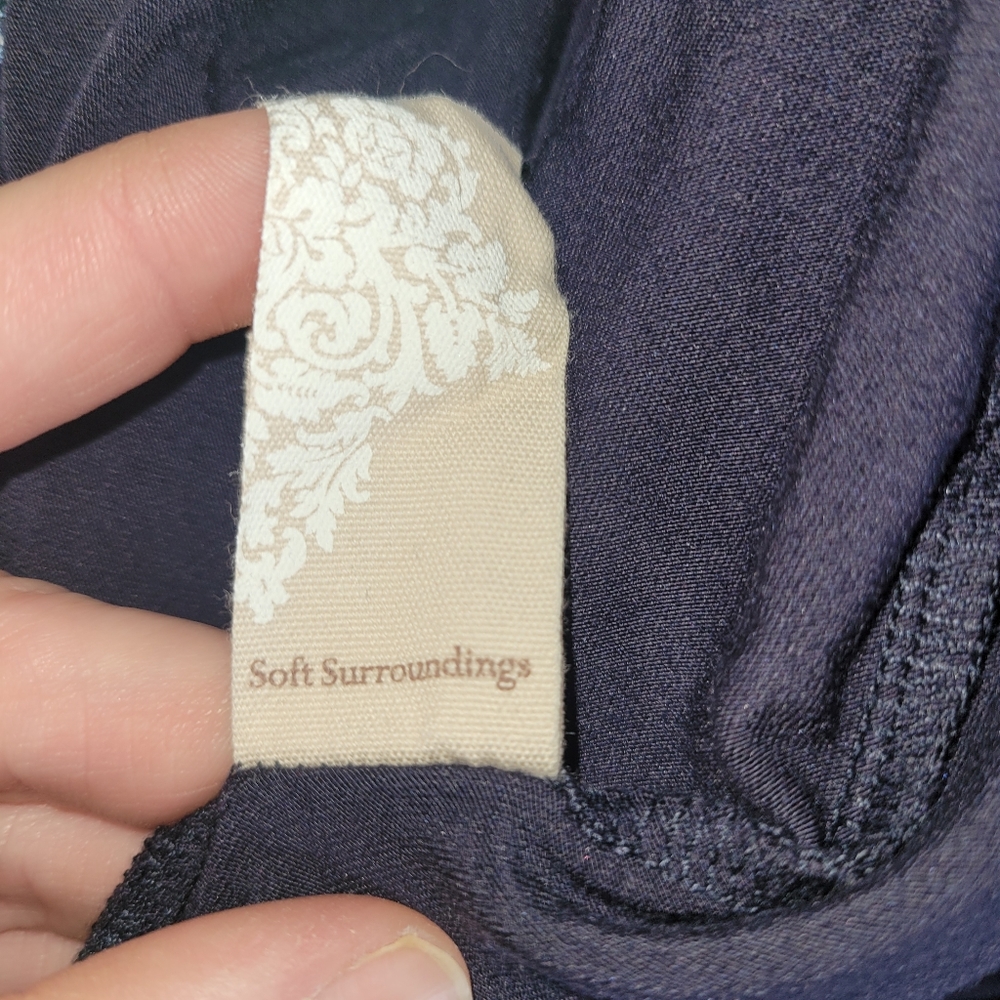 Soft Surroundings Jumpsuit Romper Garbo Extra Small XS Blue Embroidered Modal - Picture 13 of 13